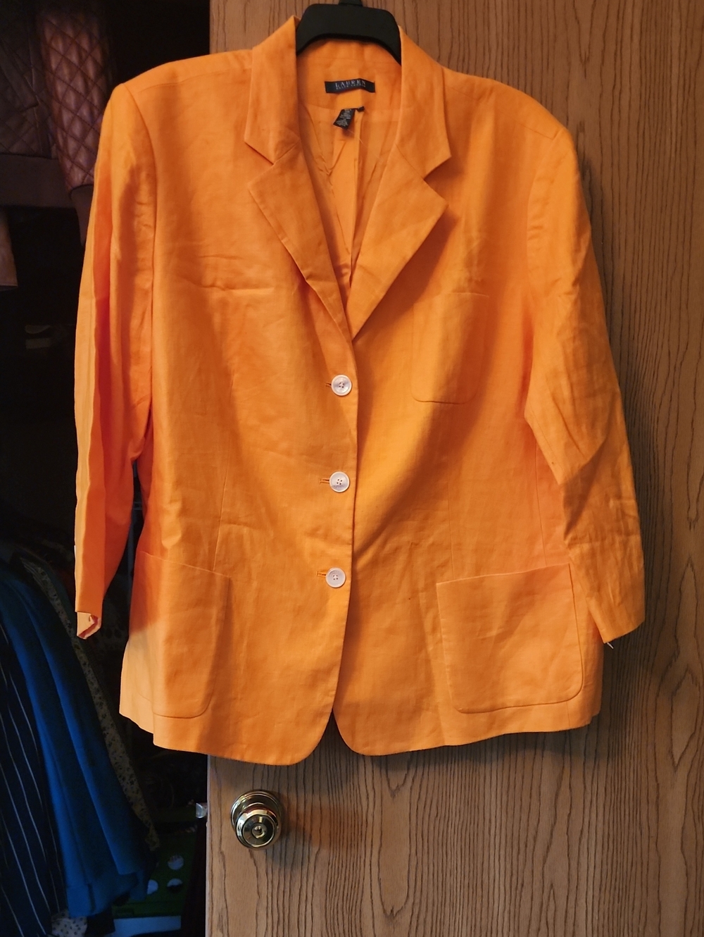 Ralph Lauren Orange Linen Blazer with Patch Pockets